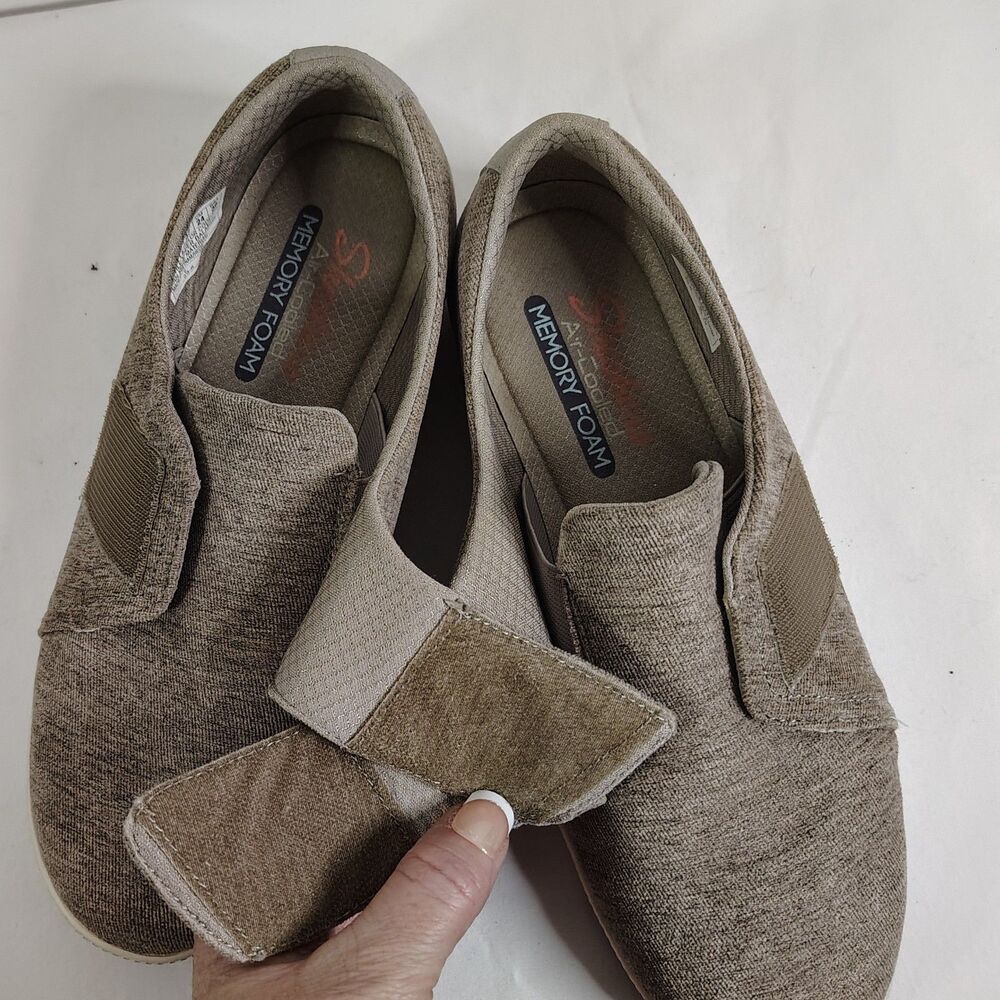 Skechers Memory Foam Slip On Sneakers Womens 7 Taupe Comfort Shoes - Picture 8 of 10